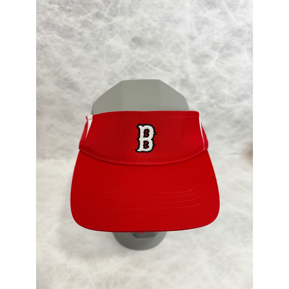 Sport-Tek Red Adjustable Athletic Visor Hat Embroidered B Logo Mens Womens